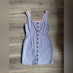 Sleeveless Button-Down Lavender Denim Dress